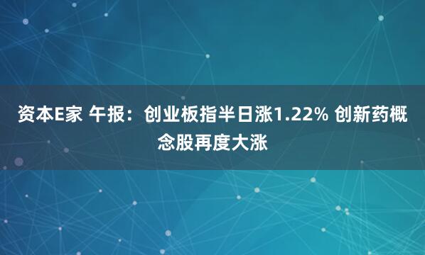 资本E家 午报：创业板指半日涨1.22% 创新药概念股再度大涨