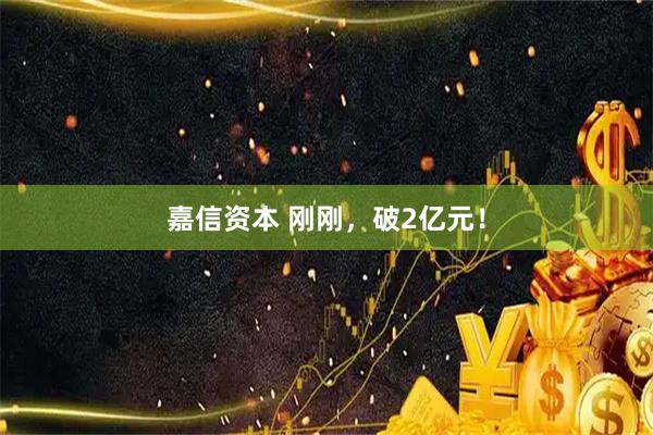 嘉信资本 刚刚，破2亿元！